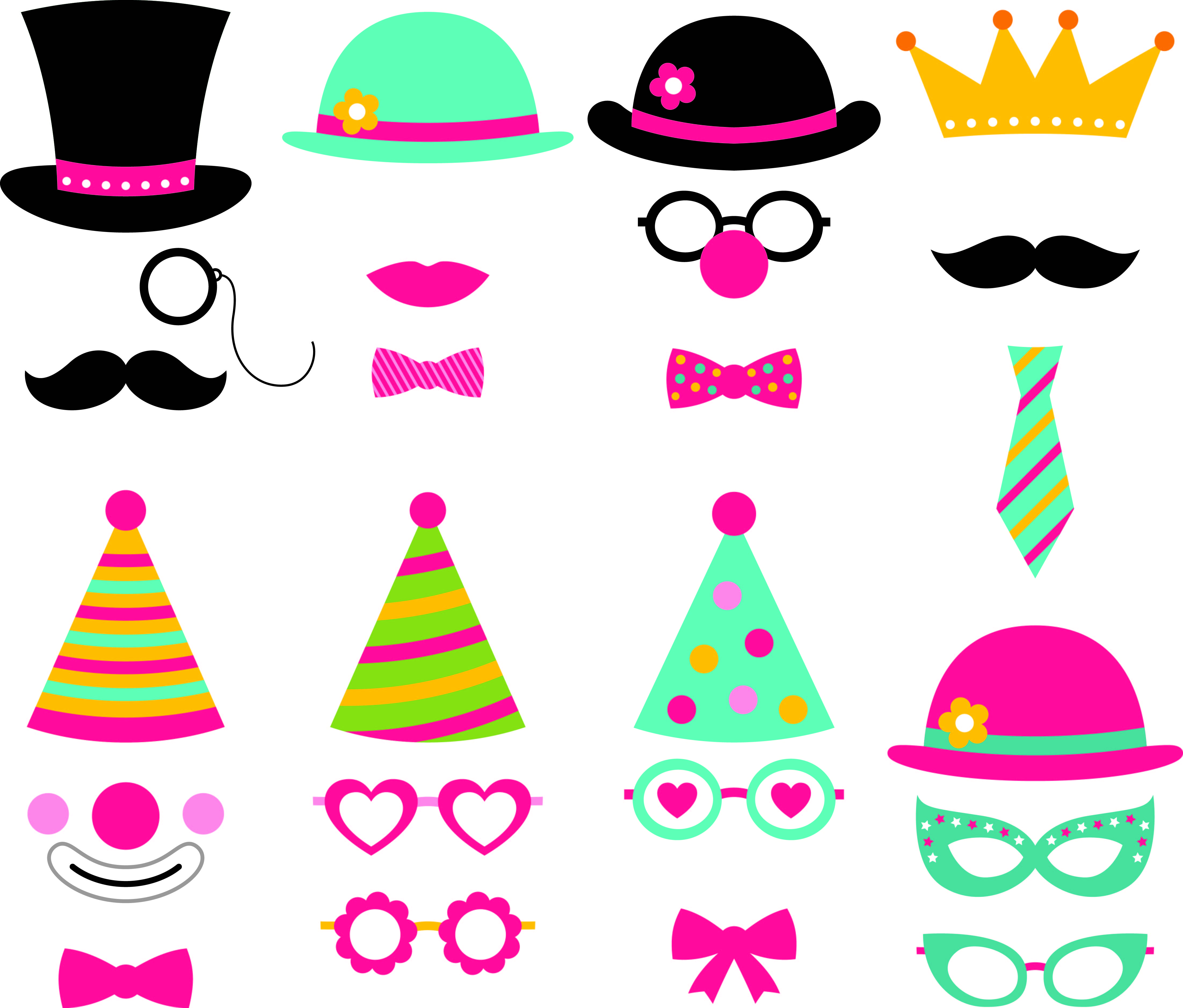 Birthday party vector photo booth props