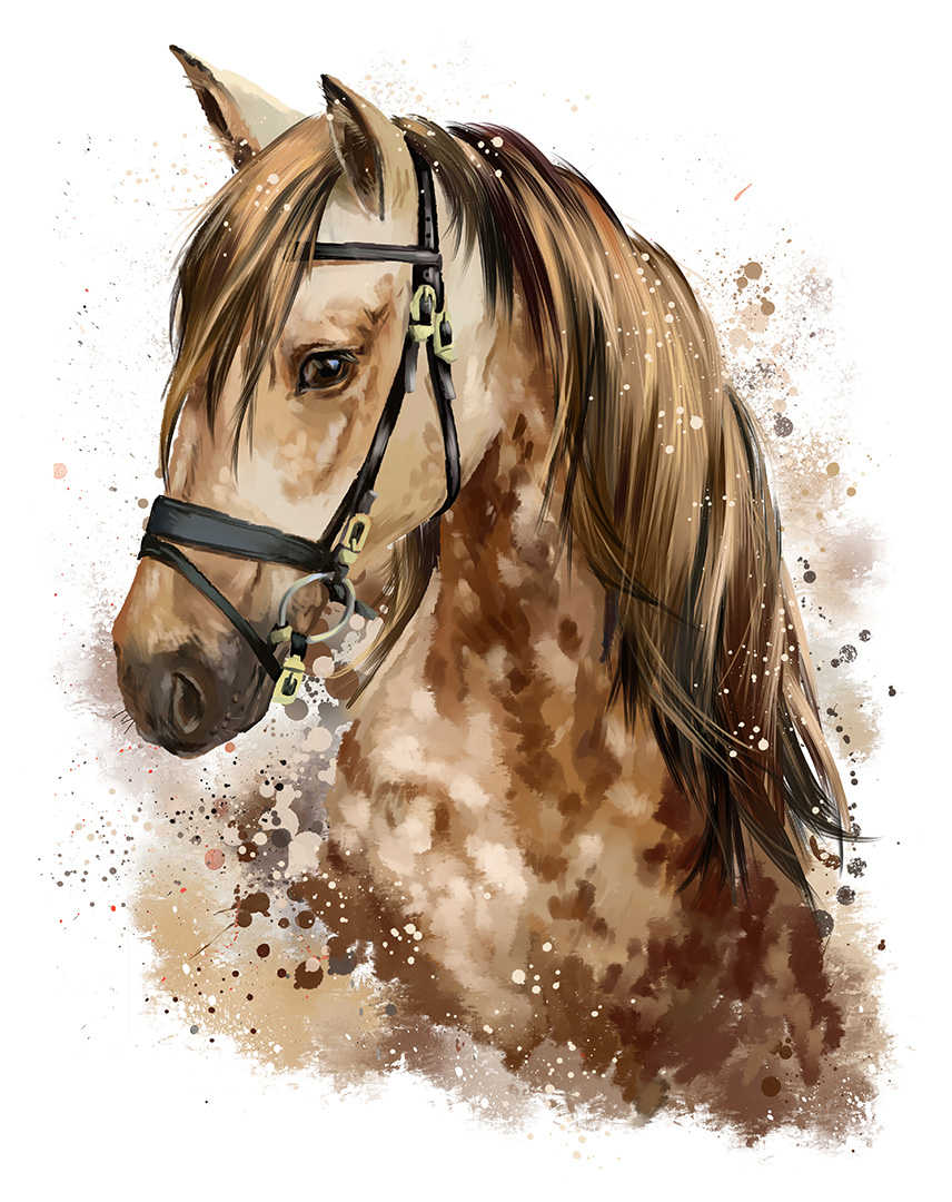 horse head watercolour