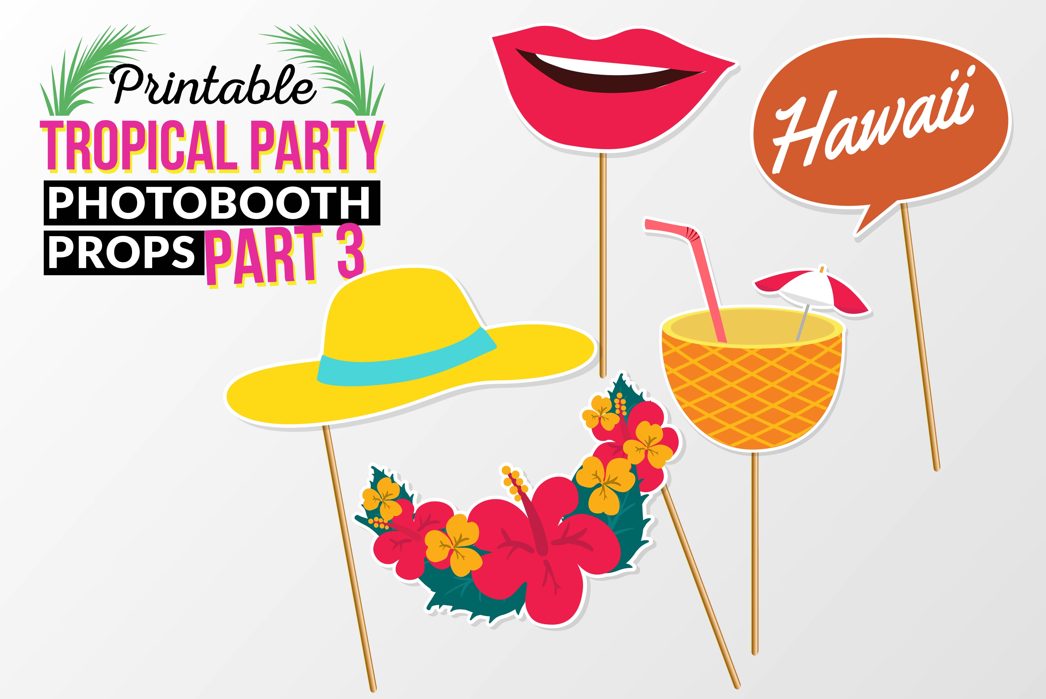 Lips, flowers, pineapple juice, hat and speech bubble Hawaii