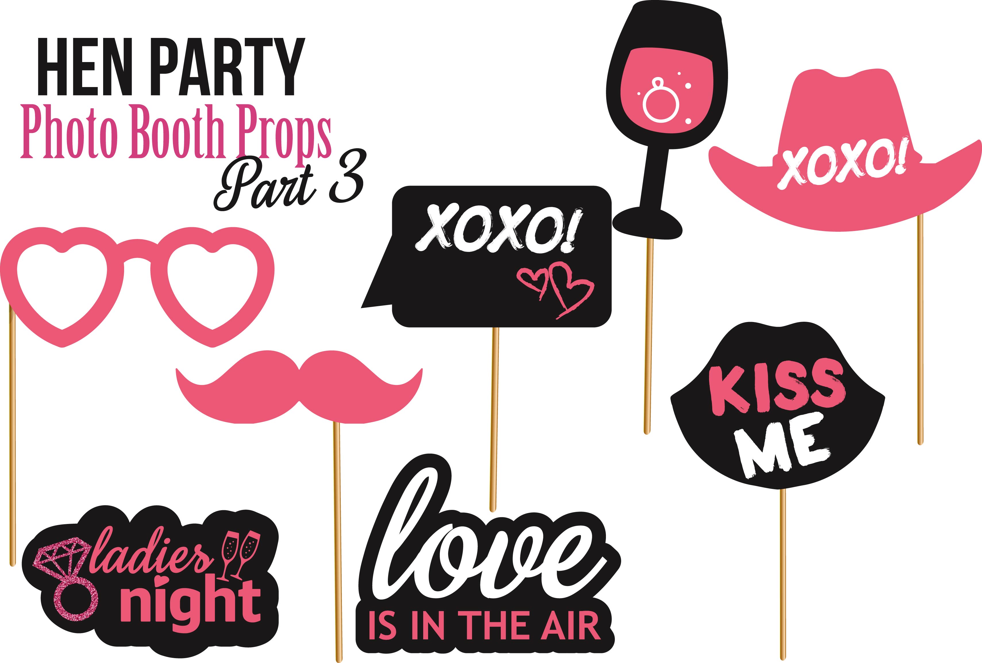 Set of Hen Party photobooth Props