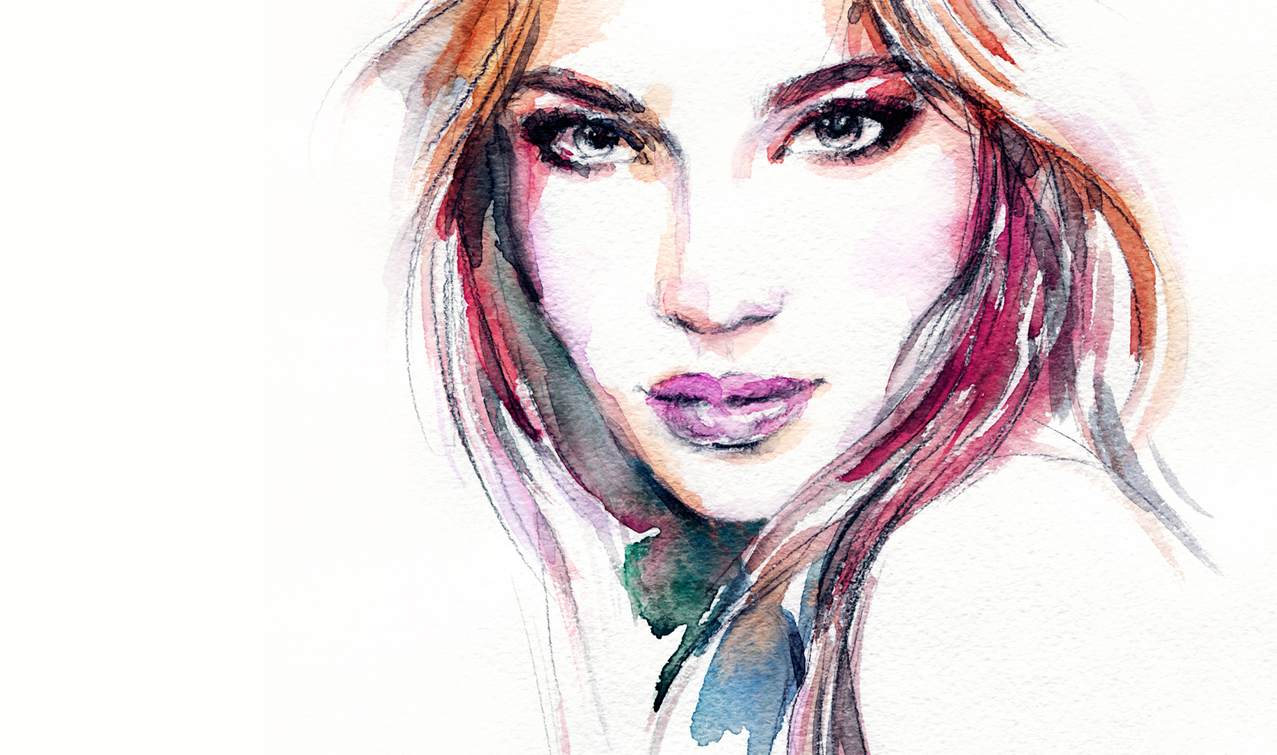 Woman portrait Watercolor painting