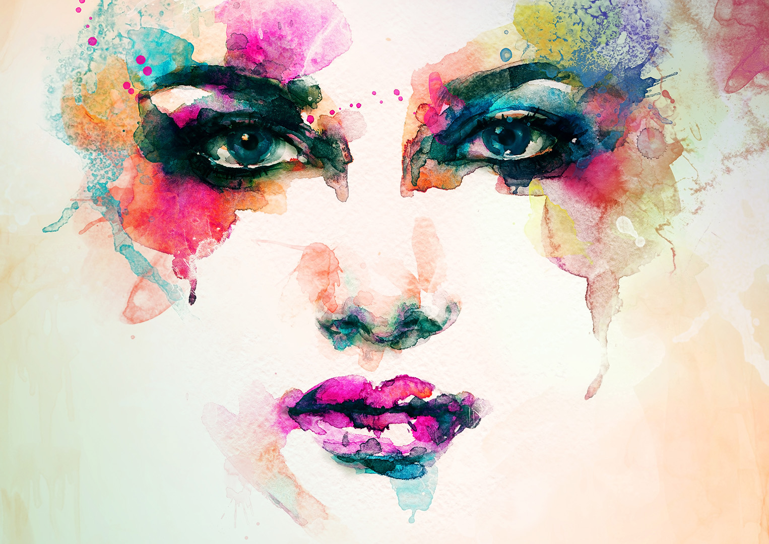 abstract woman face. watercolor illustration