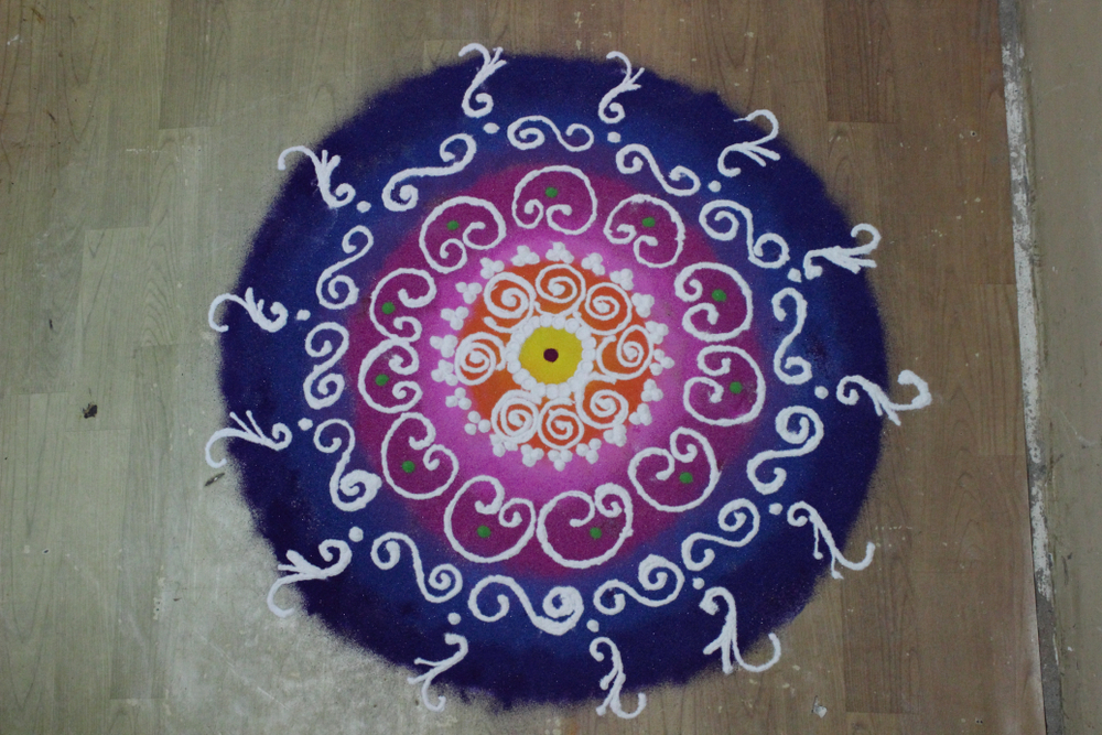 Beautiful abstract round colorful rangoli design