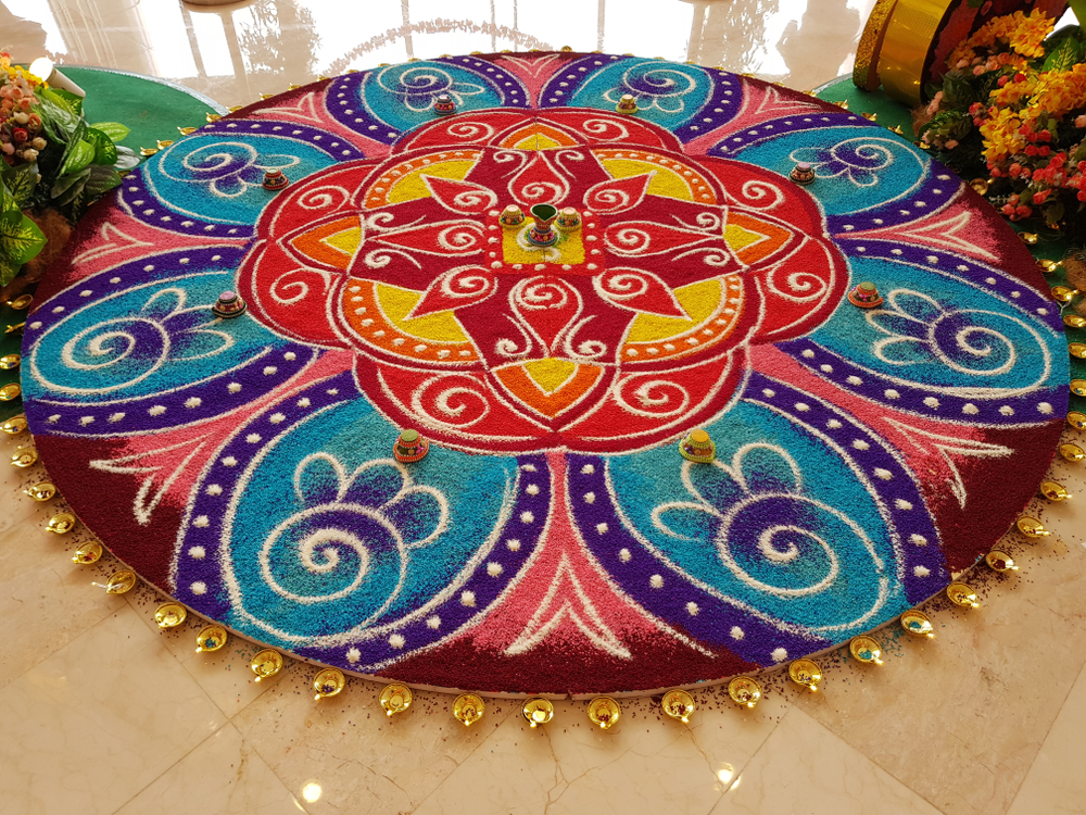 Decorated 'kolam' at shopping mall for Diwali celebration