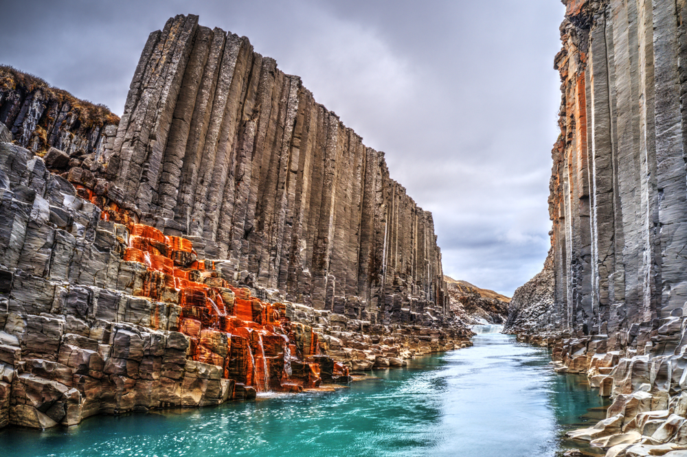 Studlagil basalt canyon, Iceland. One of the most wonderful nature sightseeing in Iceland