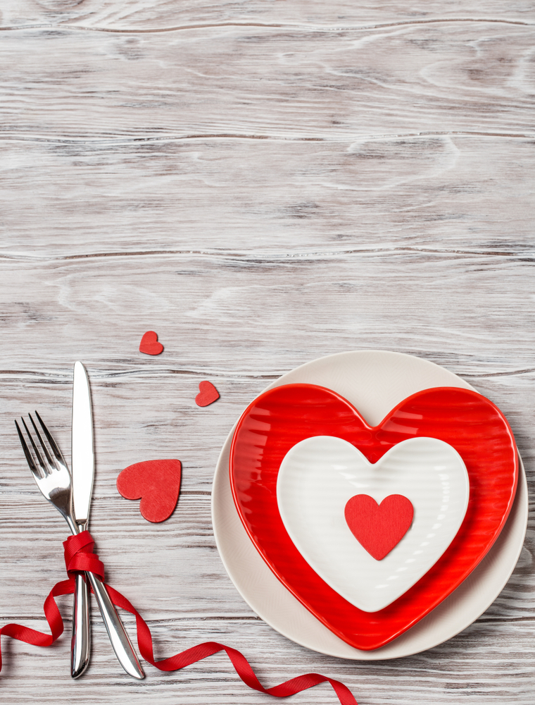 Dinner table with Heart shaped plate