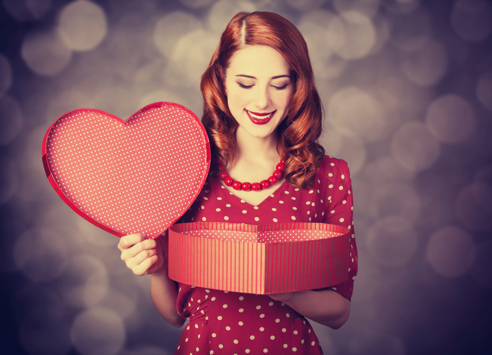 Girl with valentine gift