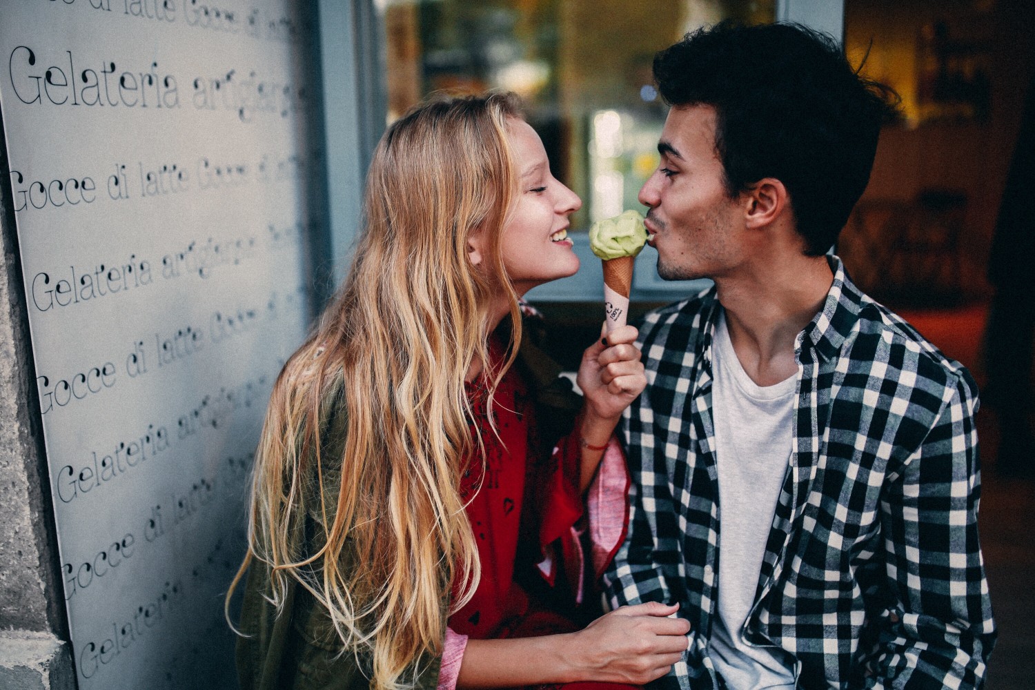 Lovely couple having ice cream
