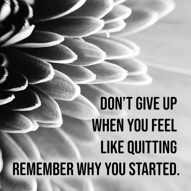 Don't give up when you feel like quitting remember why you started