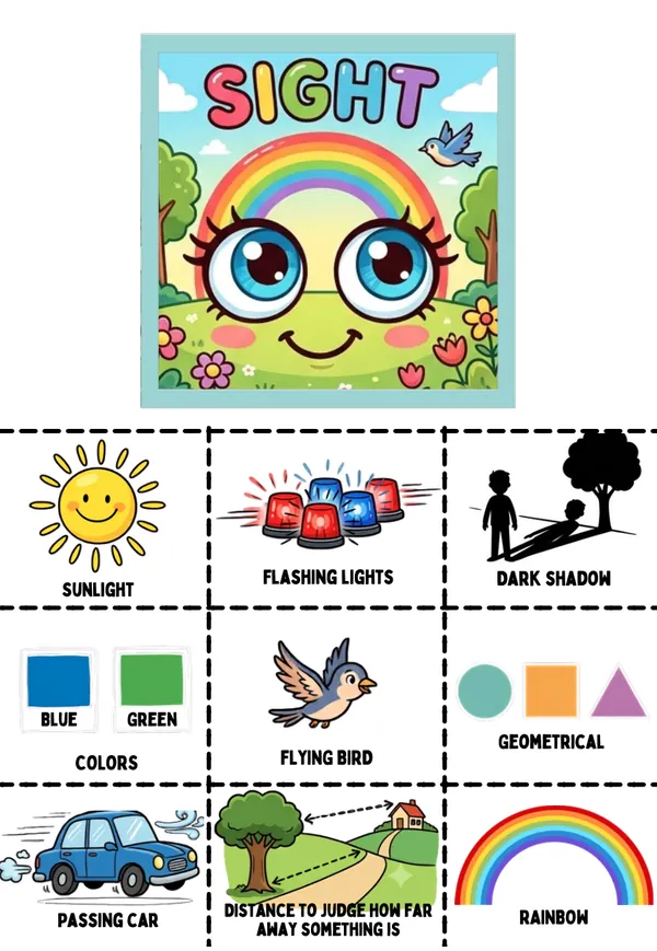 5 sense organs activity sheet for kindergarten - Sight