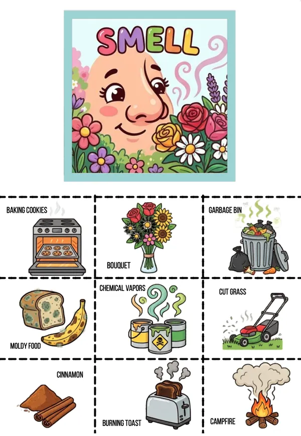 5 sense organs activity sheet for kindergarten - Smell