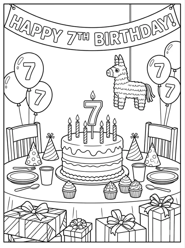 7th Birthday coloring Sheet