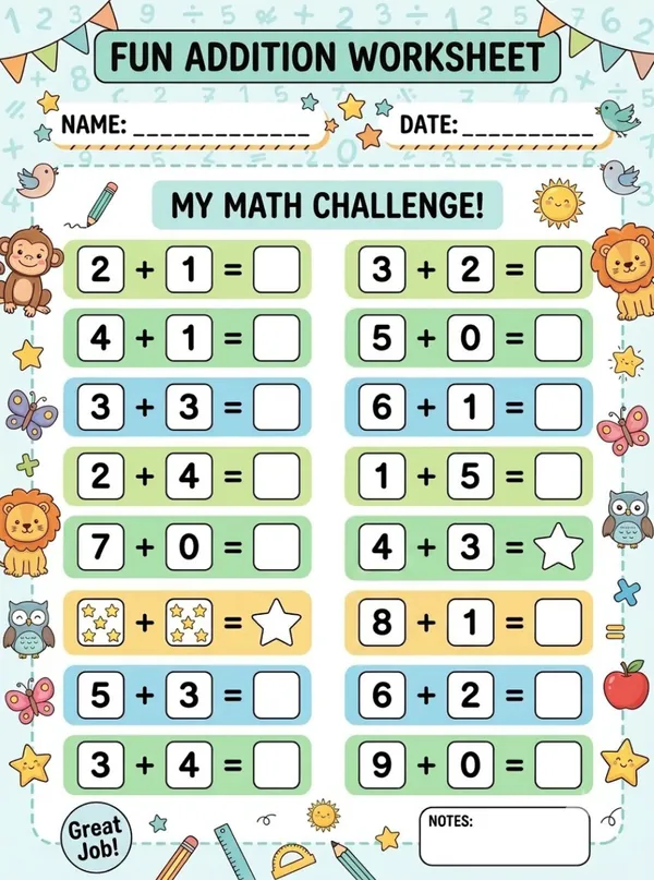Addition Math worksheet for kids