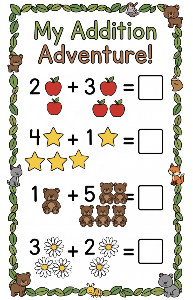 addition worksheet for grade 1