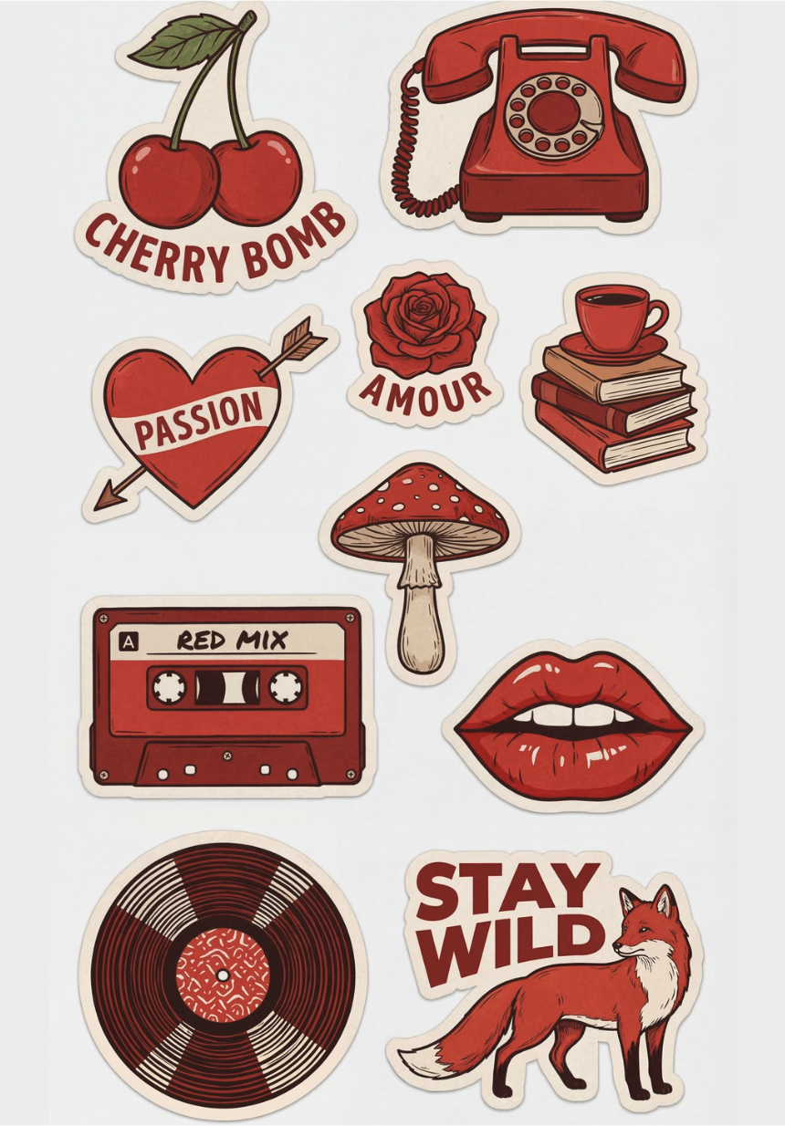 Aesthetic red Sticker Sheet