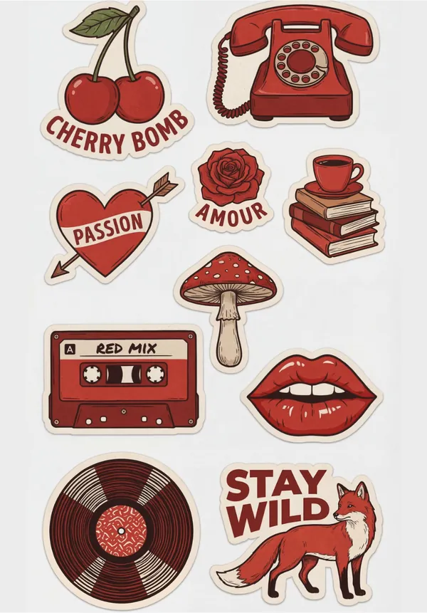 Aesthetic Red Sticker Sheet