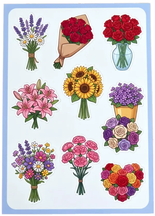 Beautiful Flower bouquet Sticker sheet