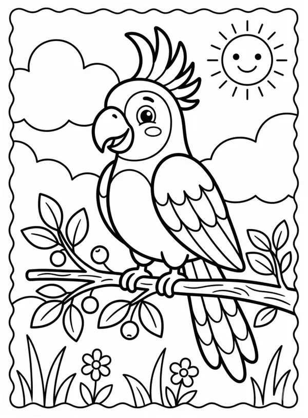 Bird Coloring Sheet - Parrot