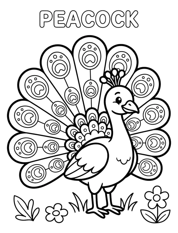 Bird Coloring Sheet - Peacock