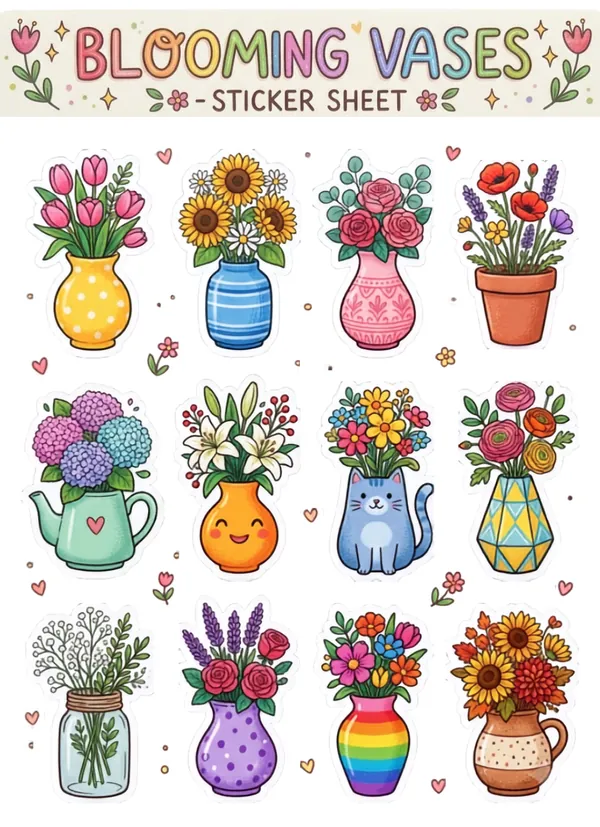 Blooming Flowers Sticker Sheet