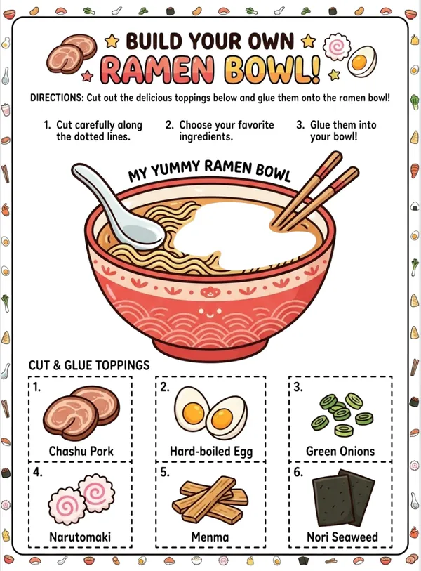 Build your own Ramen Bowl cut and glue activity