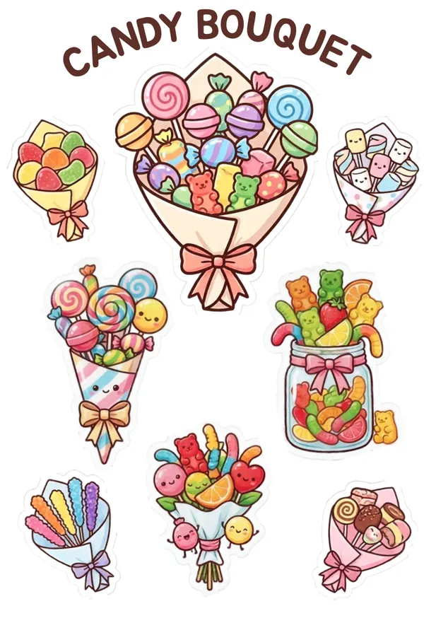 Candy Bouquet Set sticker Sheet