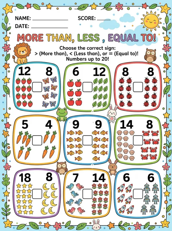 Choose the correct sign worksheet for kids