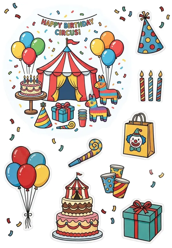 Circus theme Sticker Sheet for kids