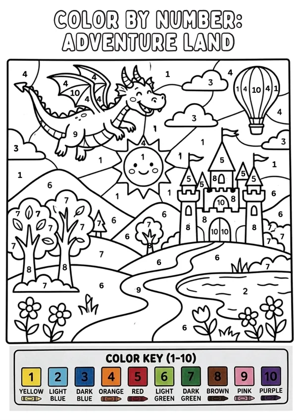 color by number Adventure Land