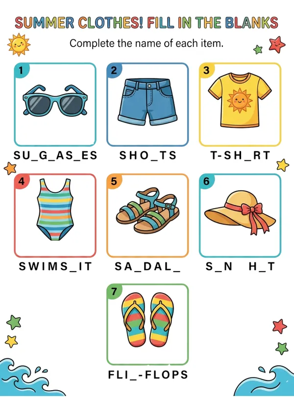 Complete the name of summer clothes