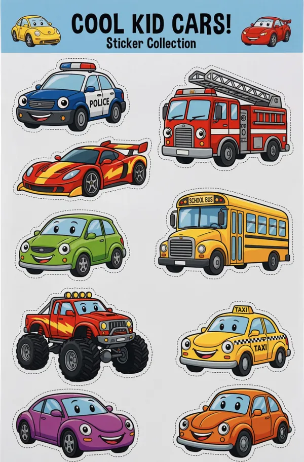 Cool Kid Cars Sticker