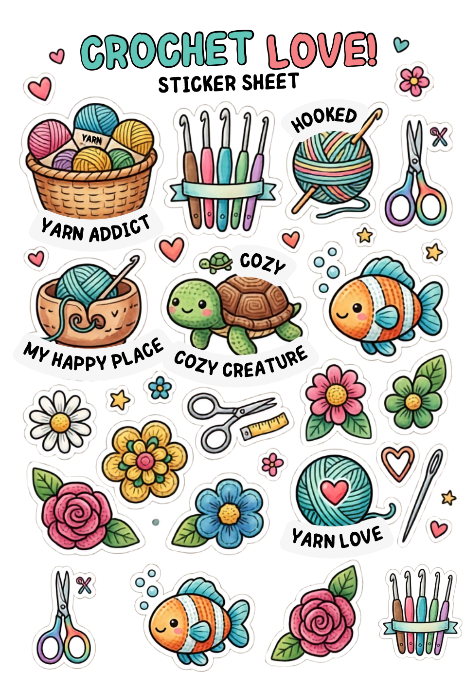 Crochet Love sticker sheet