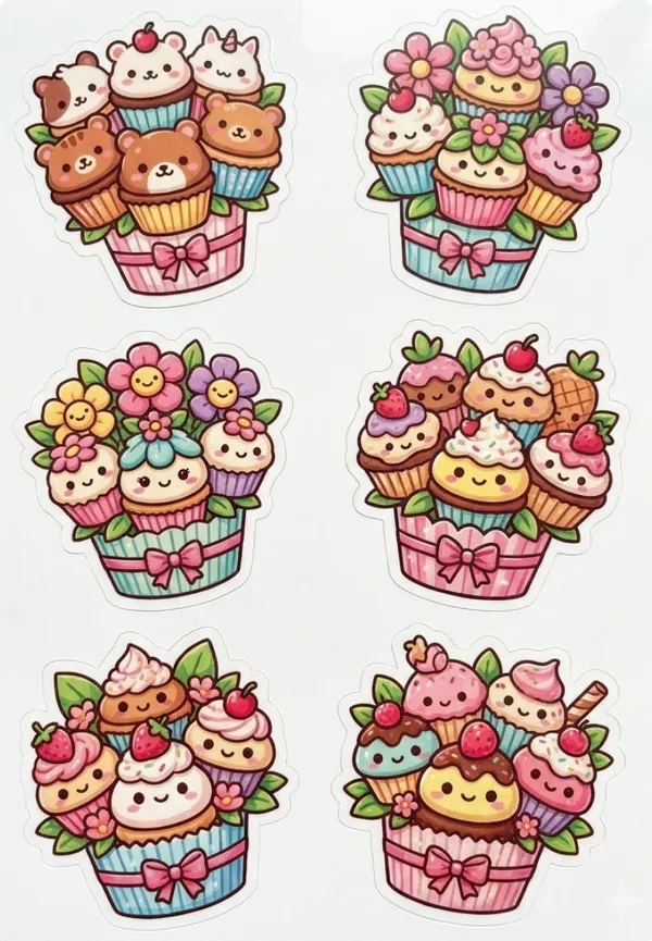 Cupcake bouquet Sticker sheet