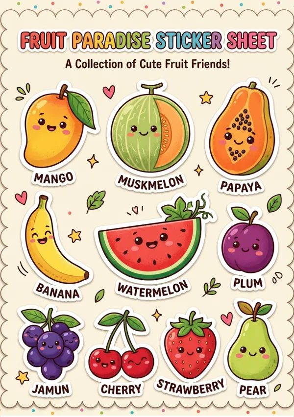 cute fruit stickers
