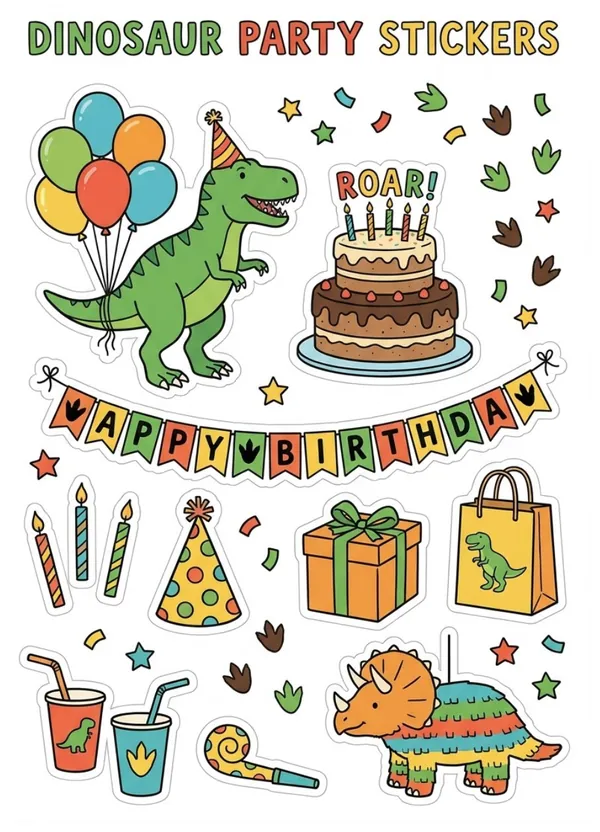 Dinosaur Birthday Sticker Sheet