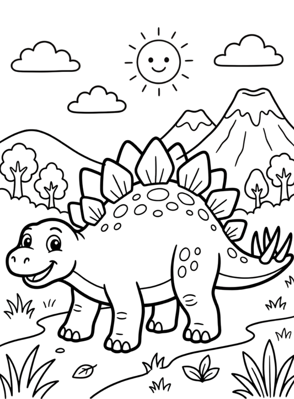 Dinosaur Theme coloring page for kids