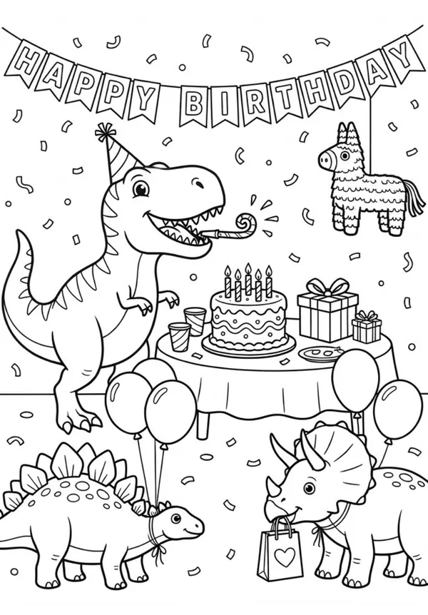 Dinosaur theme coloring sheet free printable