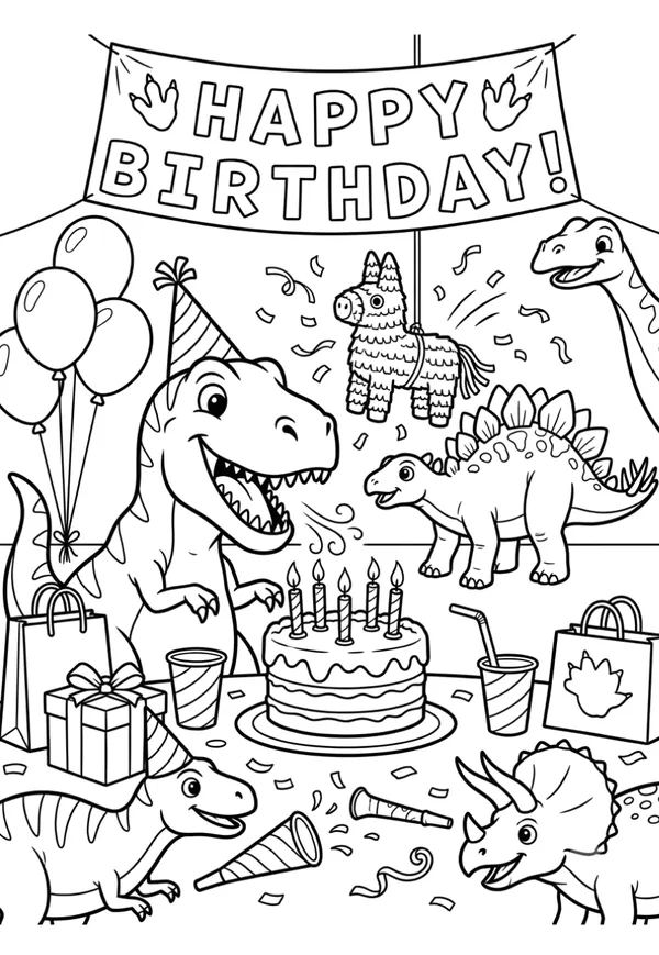 Dinosaur theme coloring sheet