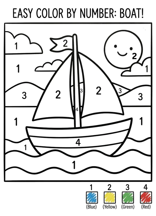 Easy color by number boat