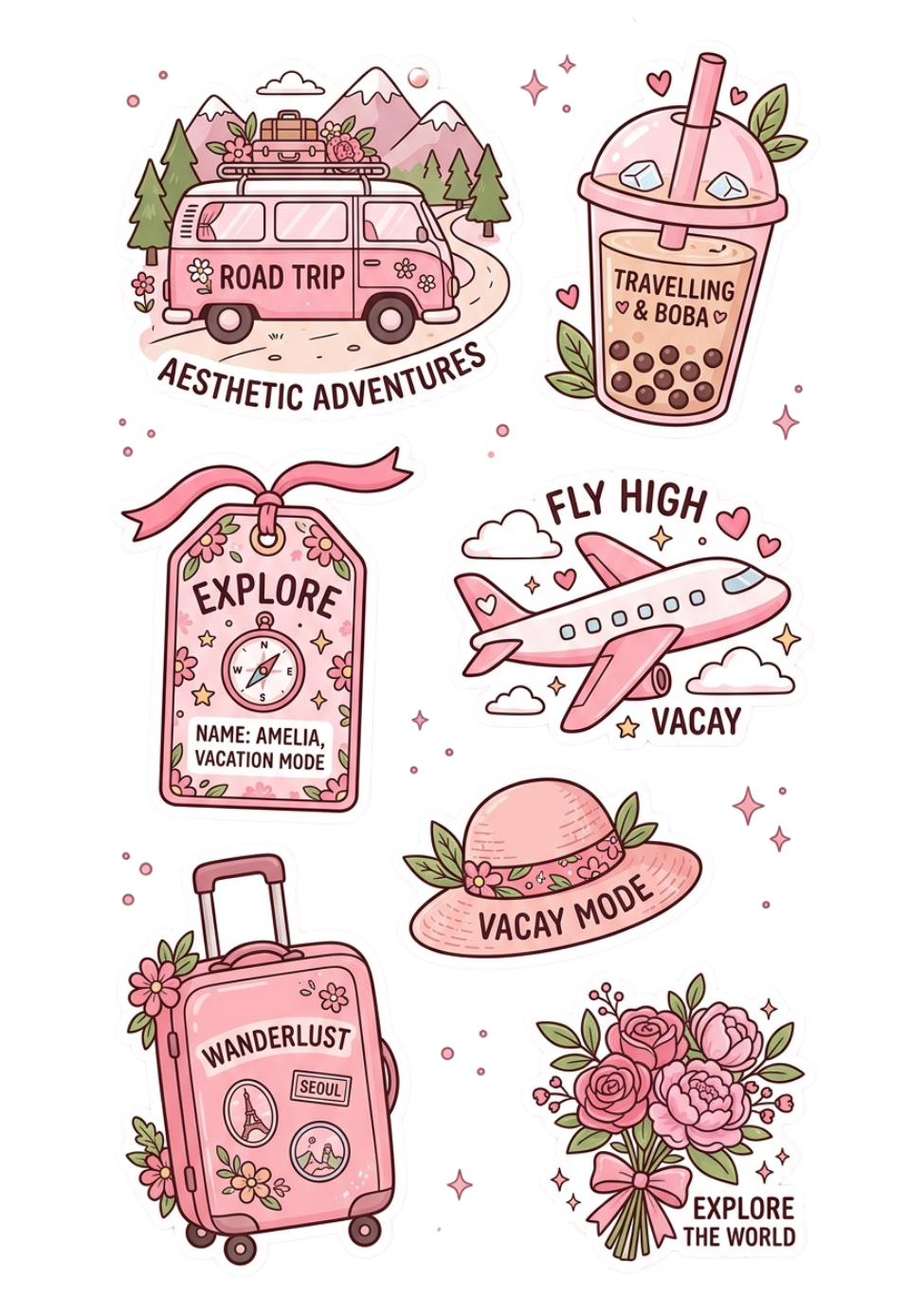 Explore the world travel stickers