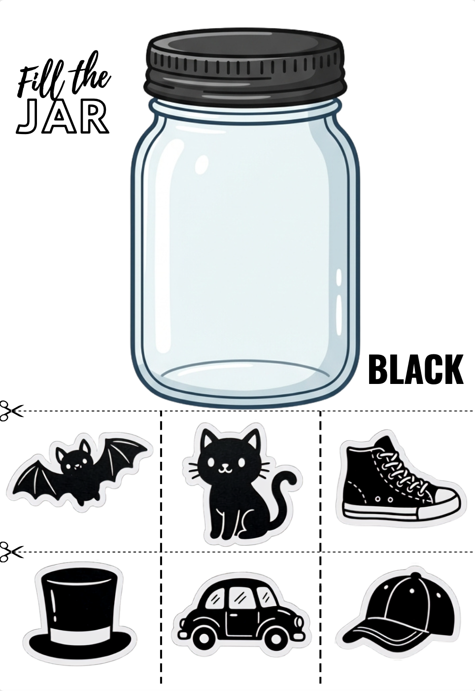 fill the jar with black color things