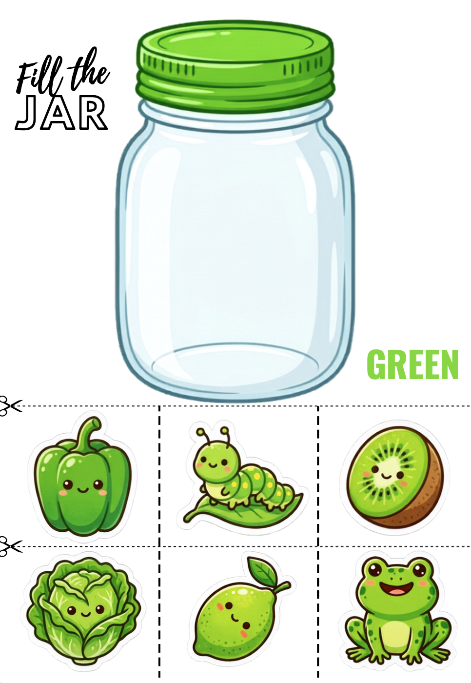 fill the jar with Green color things