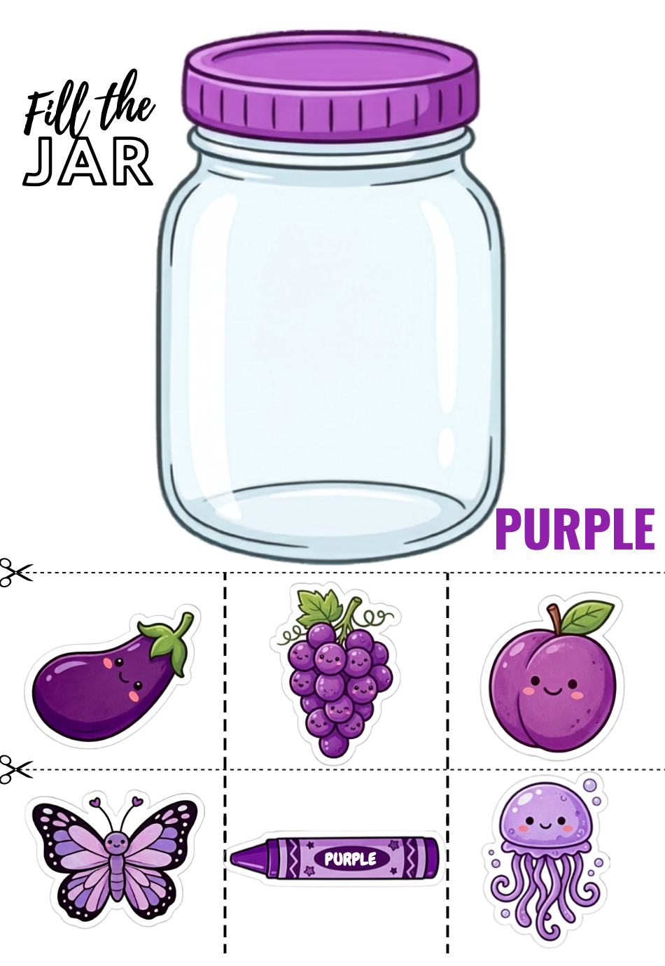 fill the jar with Purple color things