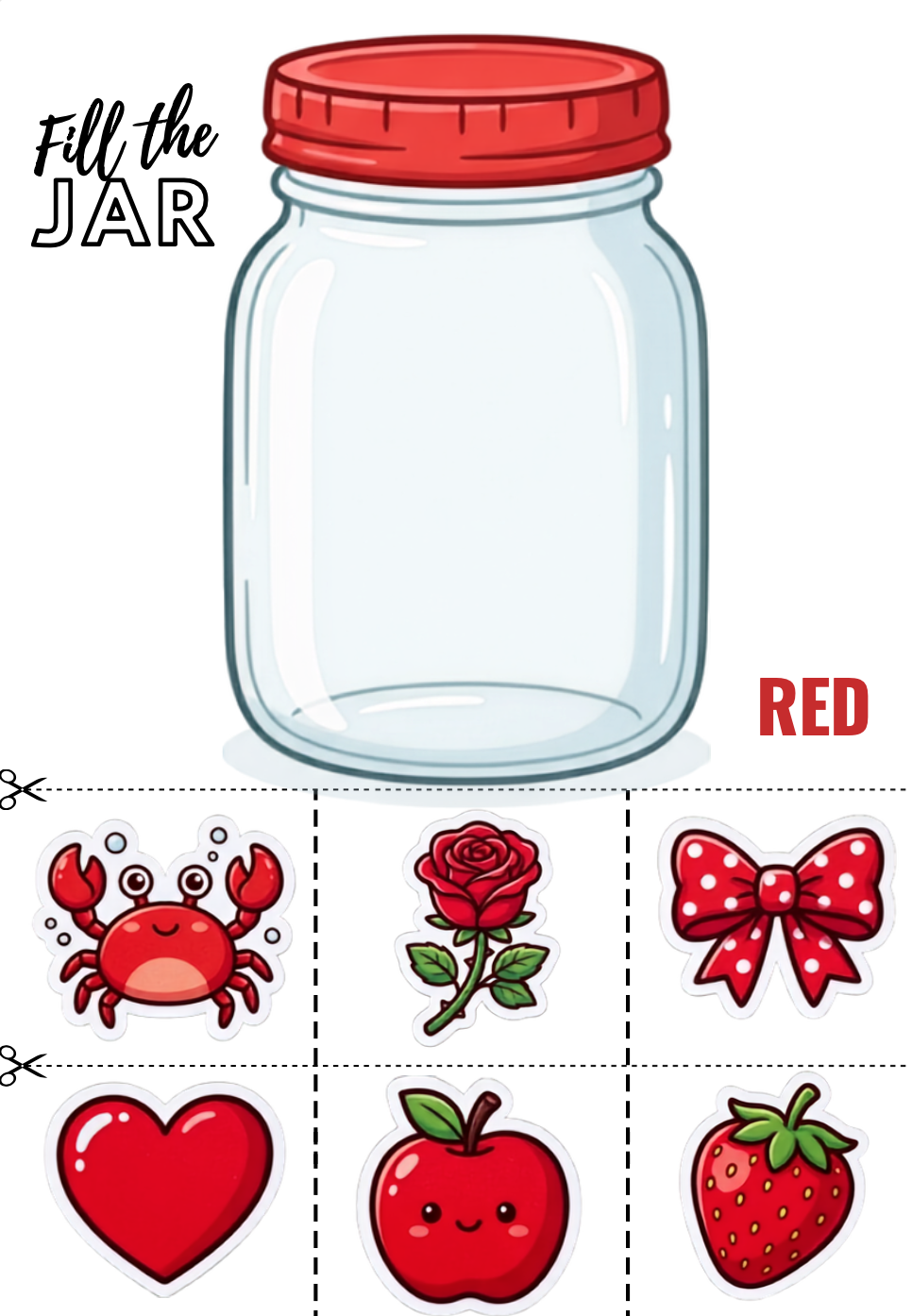 fill the jar with Red color things