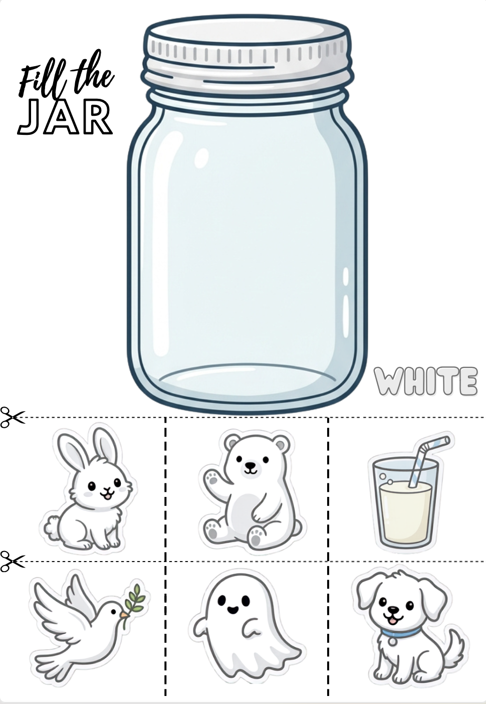 fill the jar with white color