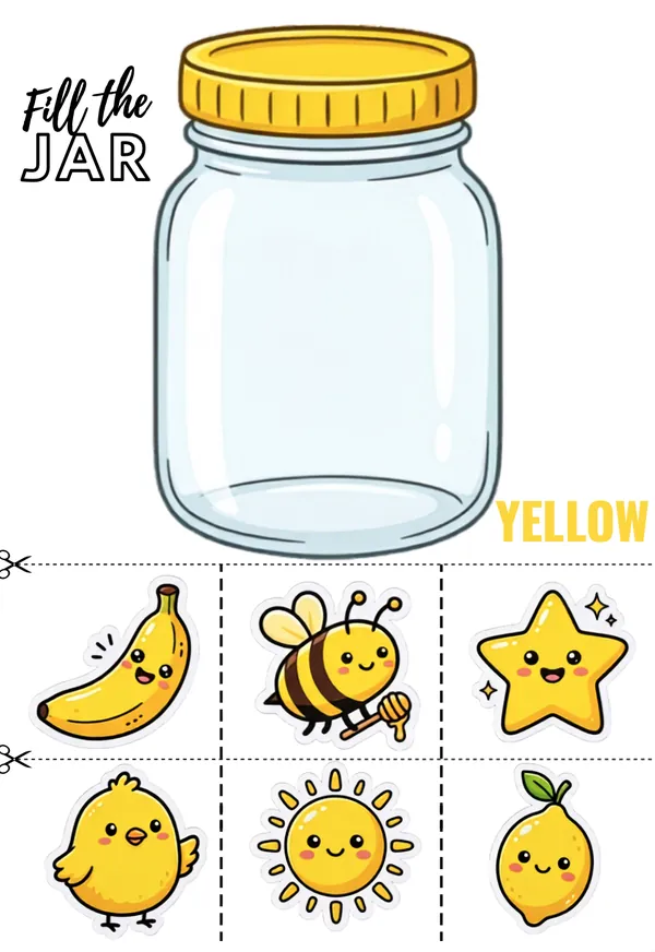 fill the jar with Yellow color Things