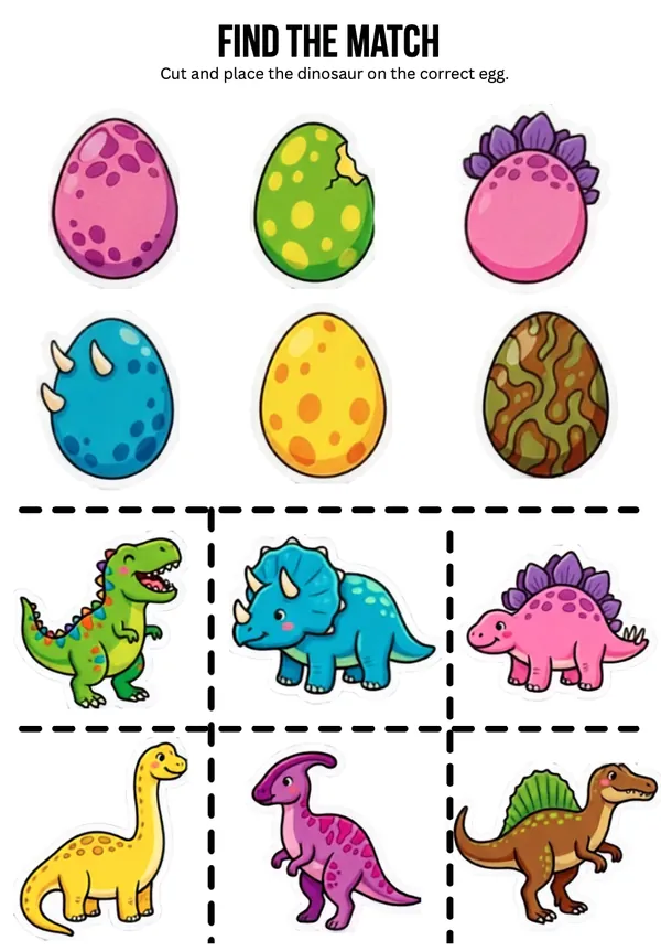 Find the match dinosaur and eggs 1