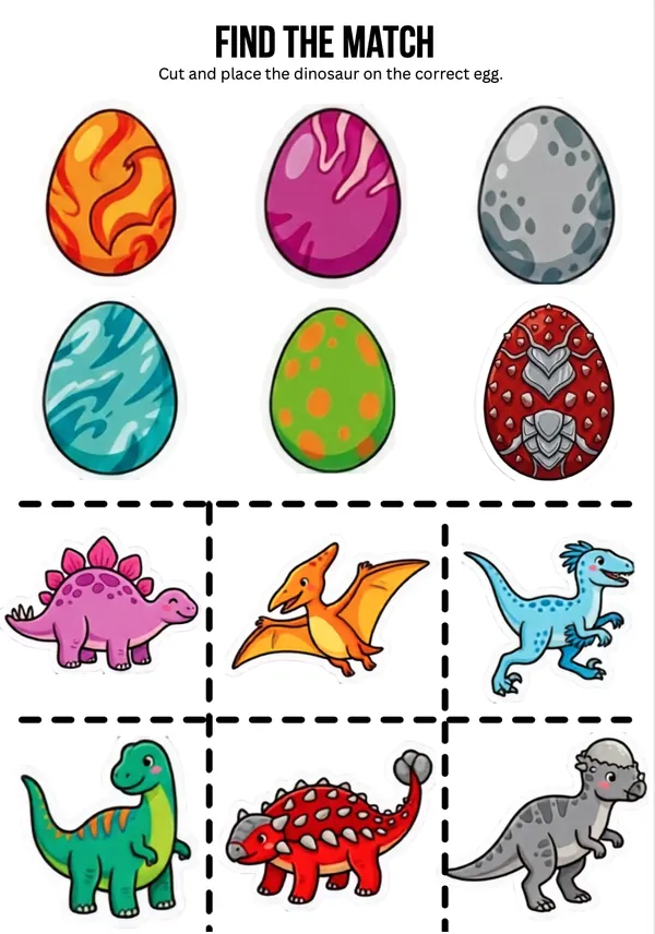 Find the match dinosaur and eggs 2