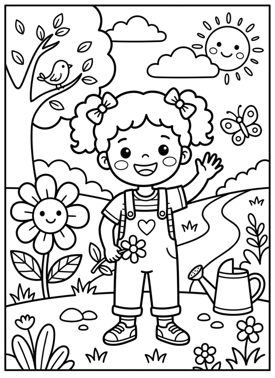 Free Printable Coloring sheet Sunny Day Theme