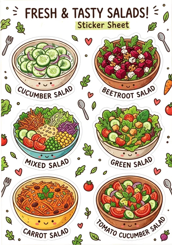 Fresh and tasty salad stickers